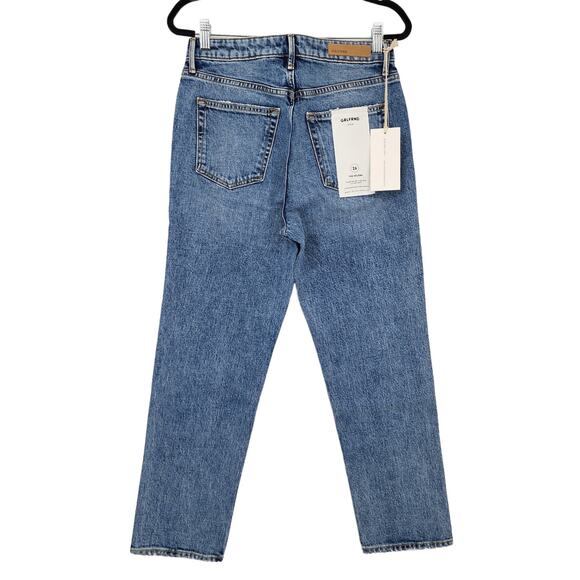 GRLFRND Button Fly Straight Leg Medium Wash Helena in Missing Words Size 26 - Picture 8 of 8